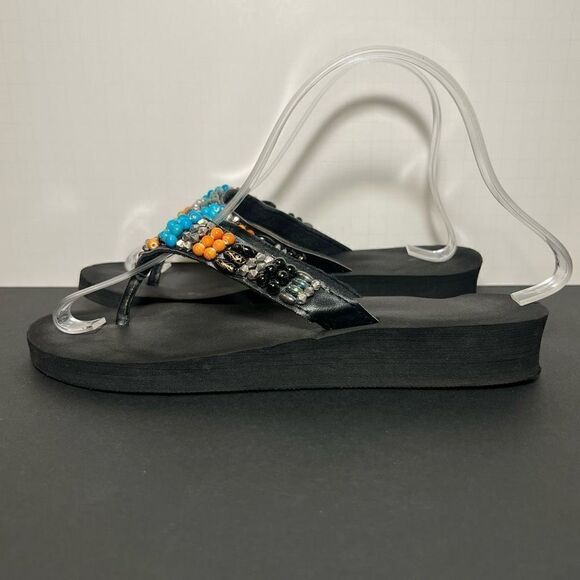 Womens Embellished T Strap Flip Flip Sandals / Size 9.5 - Picture 3 of 7